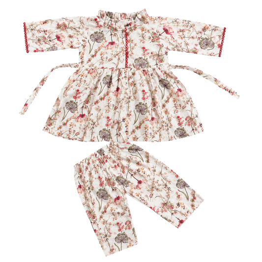 Premium Cotton Baby Girls Set | Floral Full Sleeve Top & Harem Pants | Soft & Comfortable Ethnic Wear (Copy)