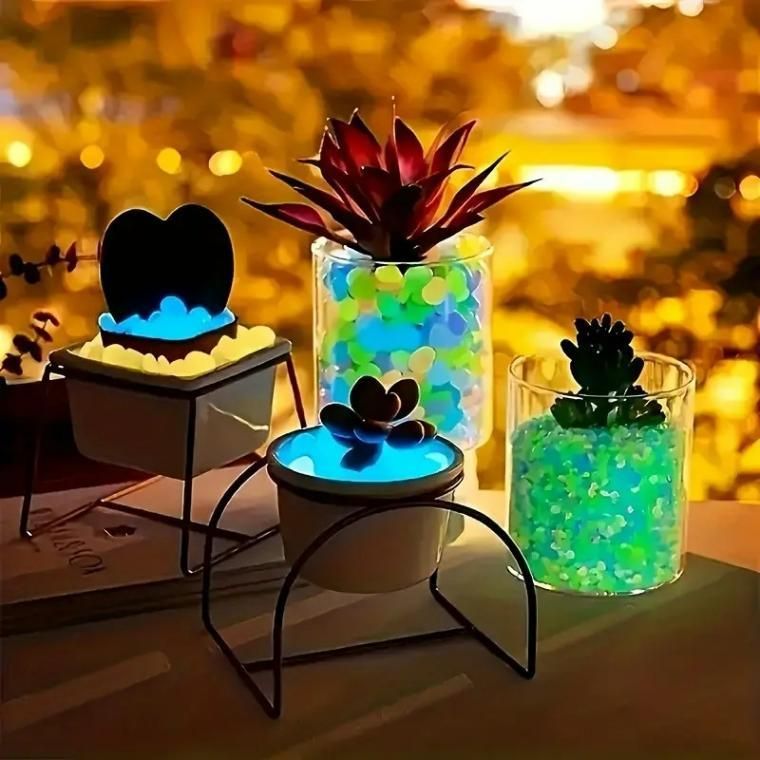 100 pcs Artificial Mixed Color Glow Stones Fluorescent Rocks For Home Decor